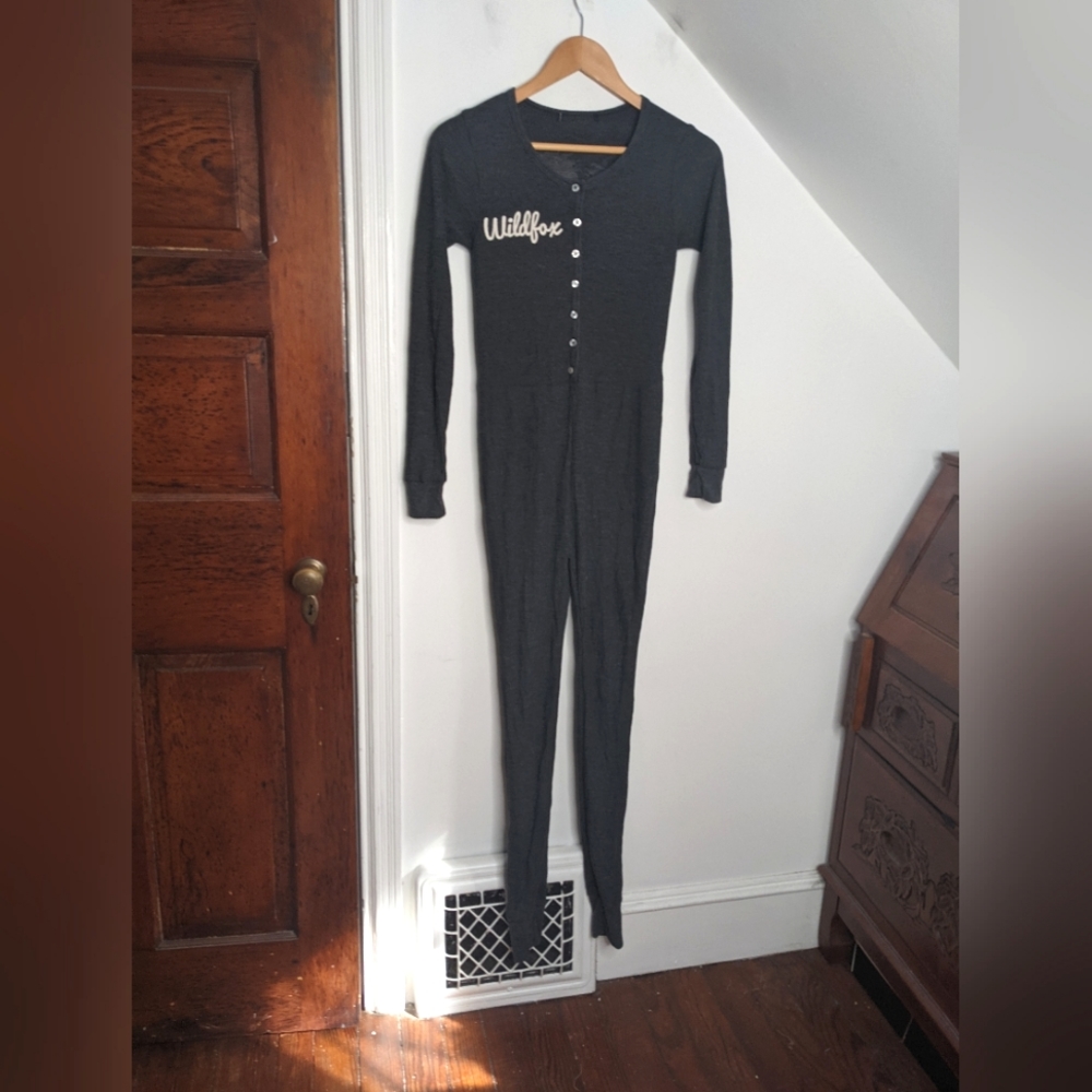 WILDFOX Thermal Button Front Graphic Onesie NEW Size S